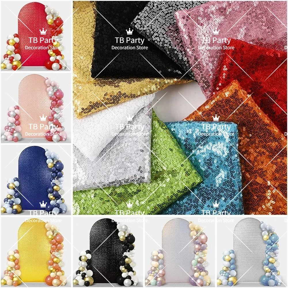 48 Farben 8 Größen Pailletten bogen Stoff Hintergrund Abdeckung einfarbig Glitter Ballon Hintergrund elastische Stoff abdeckungen Dekoration Image