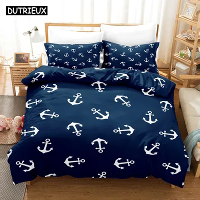 Bettwäsche-Sets mit nautischem Ozean-Anker, 2022, Ocean Spirit, Bettbezug, Bettwäsche-Set, King-Size-Bett, Queen-Size-Bettwäsche mit Kissenbezug, Bettwäsche