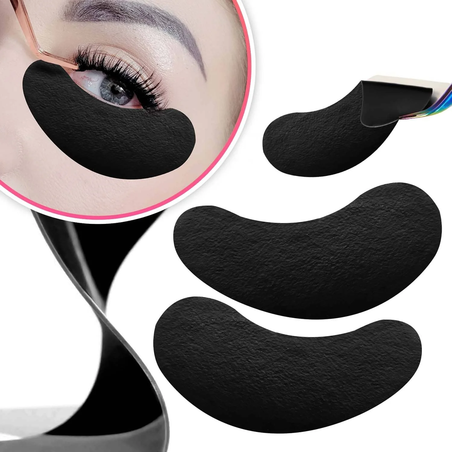 Veyes Inc Wimpernverlängerungen unter den Augenpads für UV-Lampe Veyelash 50 Paar schwarze Augenklappen Lint Sanfter Großhandel für Make-up Image