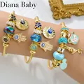 Pandora Armbänder für Mädchen Edelstahl Kabel Draht Armreifen türkisch blau bösen Blick Charme für