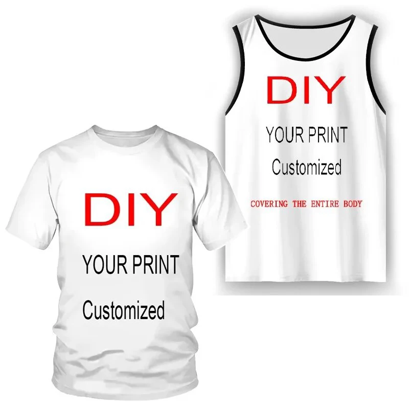 Ganzkörper-3D-gedrucktes T-Shirt, personalisierte DIY-Anpassung, Weste für Erwachsene, Freizeitsport, Straßenpartys, Turnhallenoberteile, Party Image