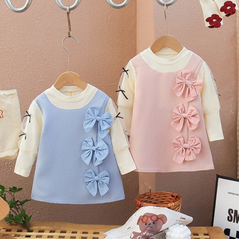 Mädchen kleid Frühling und Herbst 2024neue Prinzessin Kleid Frühling Baby erste Geburtstags feier kleines duftendes Bowknot Kleid Image