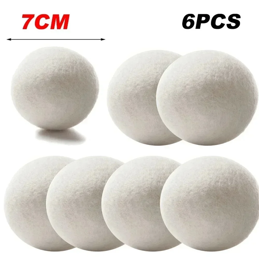 6Pcs Wolle Trockner Bälle Wiederverwendbare Weichspüler Wäsche 7cm Wäsche Ball Hause Waschen Bälle Wolle Trockner Bälle Waschmaschine zubehör Image