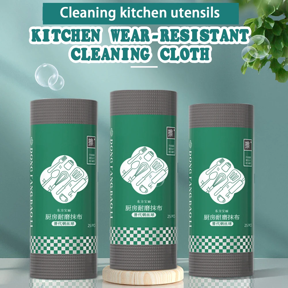 1/2/3 Rolle Küche Dekontaminieren Verschleißfester Lappen Draht Kugelbürste Alternativen Einweg Antihaft-Öl Sauberes Geschirrtuch Image