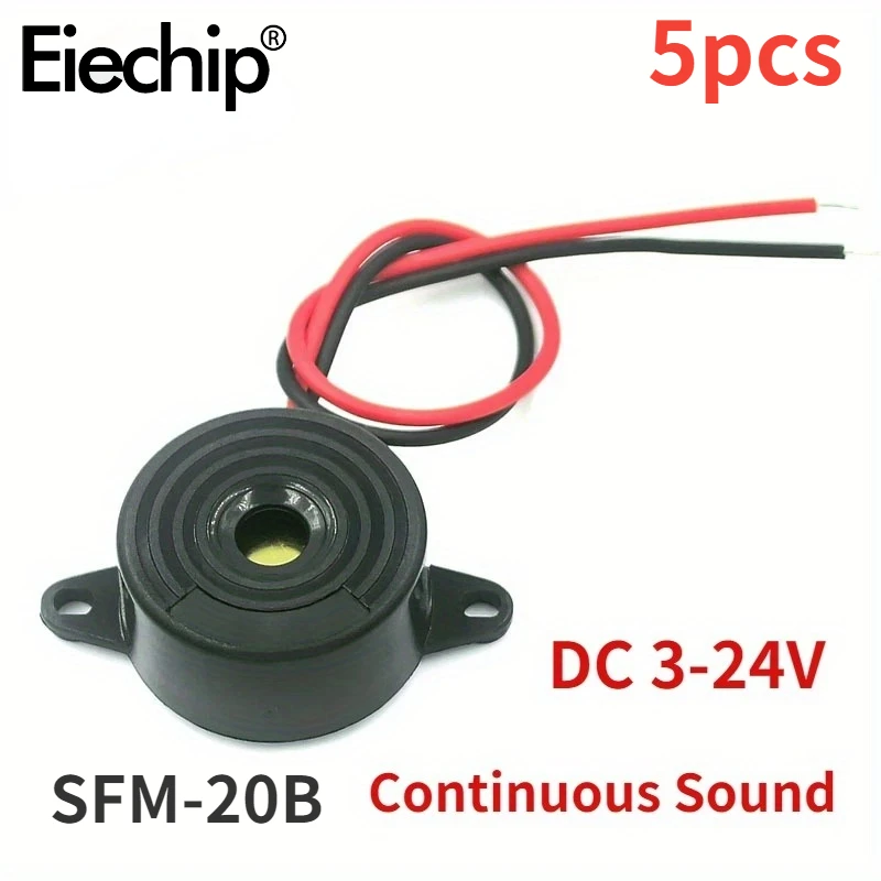 5 Stück SFM-20B High Decibel DC 3–24 V Dauerton-Summer 2312 aktiver piezoelektrischer Summer, für Arduino-Auto Image