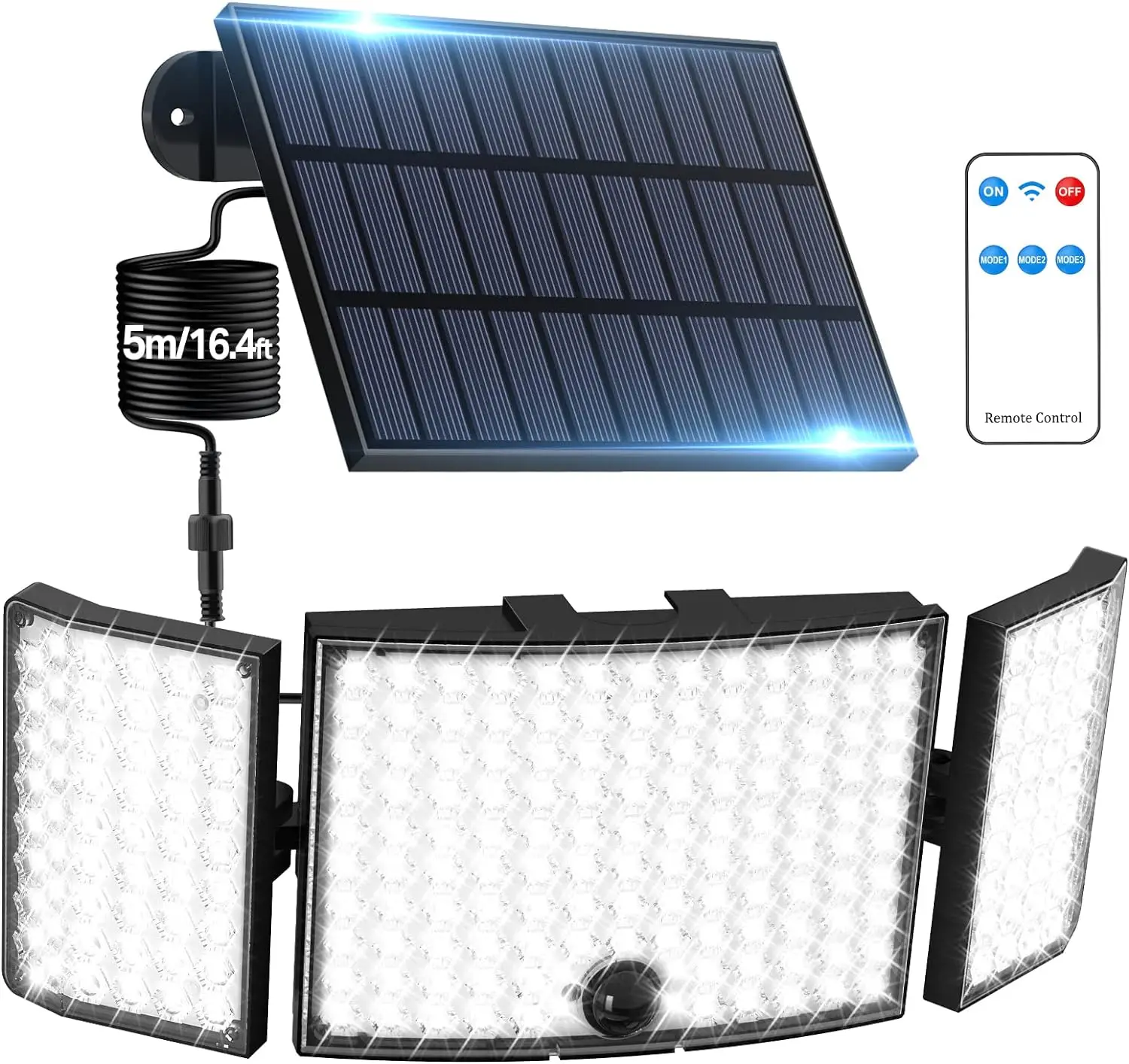 LED-Solarlampe für den Außenbereich, Bewegungsmelder, Solar-Flutlichter, IP65, wasserdichte Wandleuchten, Sonnenlicht, Straßenlaterne für Gartenlampe, 3-Modus