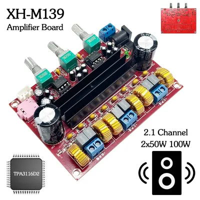 XH-M139 tpa3116d2 2x50w 100w 2,1 Kanal digitale Verstärker platine DC 12-24V energie sparende Image
