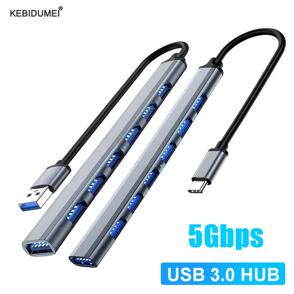 USB HUB USB 3.0 HUB USB 2.0 HUB USB C HUB Typ C HUB Multi Splitter High Speed 5Gbps für PC Computer Multiport USB A HUB Port Image