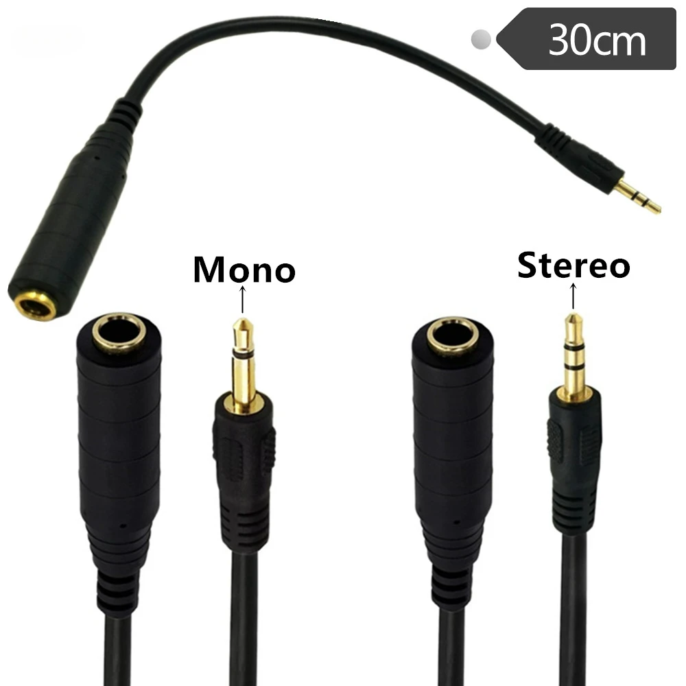 3,5 mm Audio-Stecker-Verlängerungskonvertierungskabel Stereo 3,5 mm Stecker auf 6,5 mm 6,35 mm Buchse Stereo-Kabel-Adapter für Kopfhörer Image