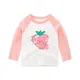 2024 Frühling Herbst neue Mädchen T-Shirts Kinder Langarm Erdbeer Print Tops Kinder kleidung