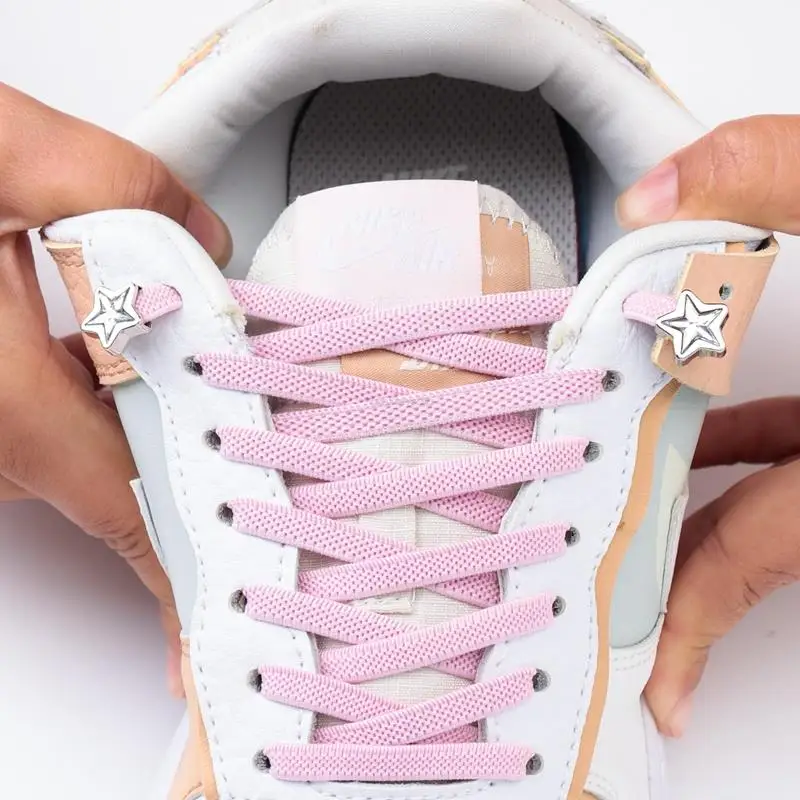 1 Paar Diamant-Schnürsenkel ohne Krawatte, bunte Stern-Strass-Schnürsenkel ohne Krawatten, elastische Schnürsenkel, Turnschuhe, Kinder und Erwachsene, flache Schnürsenkel Image