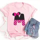 26 Buchstaben gedruckt Frauen T-Shirts Minnie Maus rosa Tops lässig T-Shirt Sommer Kurzarm Grafik