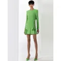 Weiß Grün Lace Up Mini Kleid 2024 Neue Designer Runway Fashion frauen Langarm Bänder Schnürung Kleid