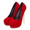 Frauen rote Hochzeits schuhe Herbst Mode Plattform flache weibliche Pumps weiche Herde runde Zehen Super High Heels Party Schuh Größe 41-47