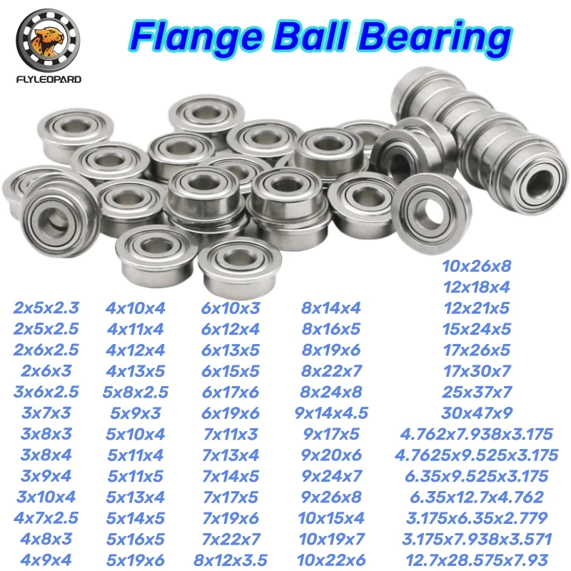 10 Stück F693 F695 MF63 MF84 F605 F625 F686 F6802 ZZ Flanschlager Bohrung 2mm 3mm 4mm 5mm 6mm 7mm 8mm 9mm Kugellager mit Flansch Image