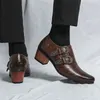 Herren-Hochzeitsschuhe, modisch, schmale Passform, spitze Pullover-Schuhe mit hohem Absatz, atmungsaktive Lederschuhe, klassischer Vintage-Herrenschuh