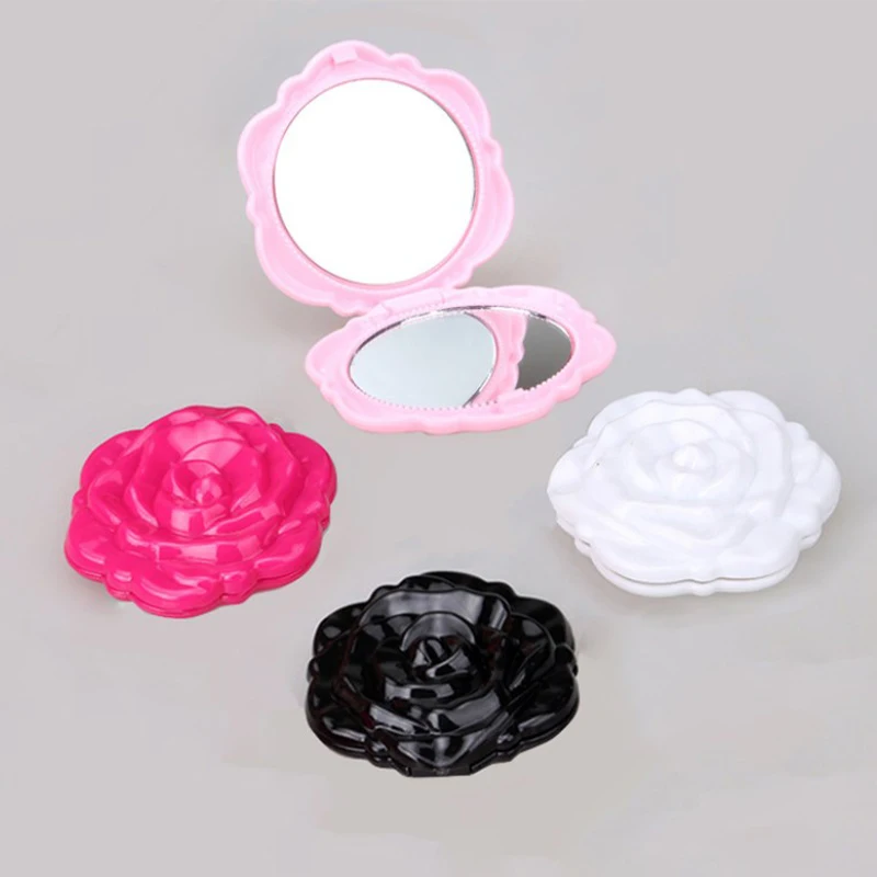 Mini Spiegel Retro Rose Blume tragbare kleine Tasche Make-up Spiegel doppelseitige Hands piegel kompakte kosmetische Schönheit Werkzeug Toilette