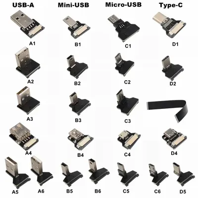 Ffc typ-c mini micro usb a anschlüsse schlankes flaches weiches band kabel fpc ladung diy usb kopf Image
