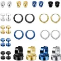 Wkoud 1-16 Paar Männer Edelstahl Ohr stecker für Frauen Huggie Creolen Piercing Ohrschmuck Set für