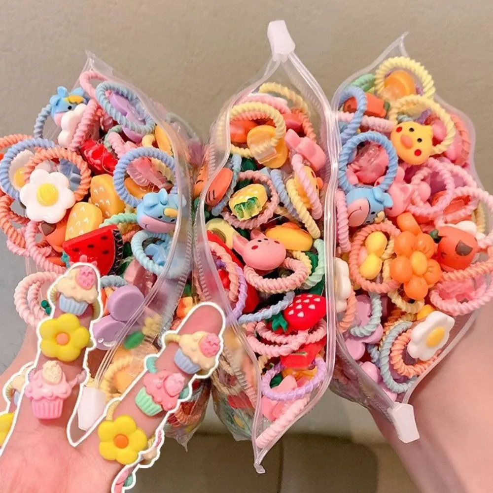 20 teile/satz Kawaii kinder Gummibänder Neue Elastische Haar Krawatten Baby Haar Seil Scrunchie Haar Zubehör Pferdeschwanz Halter Mädchen Image