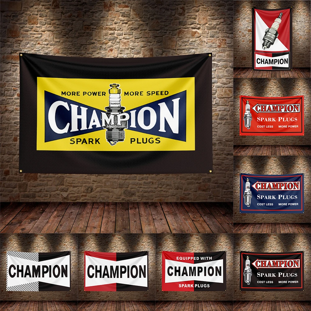 3X5Ft Champion Zündkerzen Flagge Polyester bedrucktes Autobanner für Dekor Image