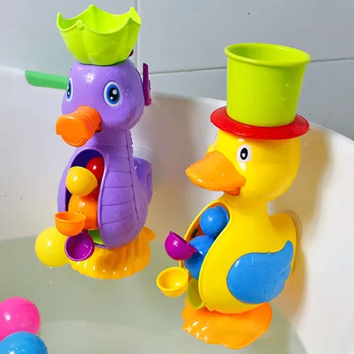 Kinder Dusche Bad Spielzeug Nette Gelbe Ente Wasserrad Spielzeug Baby Wasserhahn Baden Wasser