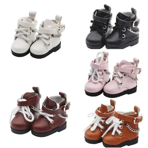 1 Paar Pu Leder Mini Puppe Schuhe Kette Schuhe Mini 4.5*2cm bjd Puppe Pu Schuhe 1 Paar süße Exo