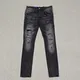 Lila schwarzes Etikett getönt schwarz Reparatur Low Raise Skinny Denim Jeans