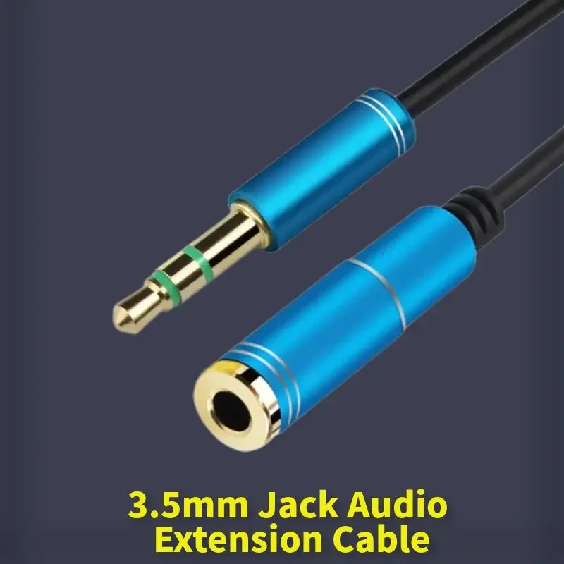 3,5-Klinken-Verlängerungs-Audiokabel, 3,5-mm-Stecker auf Buchse, Kopfhörerkabel, Lautsprecherkabel, Cabo-AUX-Kabel, 1 m, 2 m, 3 m, 5 m, Schwarz, Blau, Silber Image