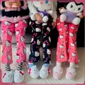 Sanrio Hallo Kitty Flanell Pyjama Kawaii Frauen warme Wolle Cartoon lässig Anime Home Hose Herbst