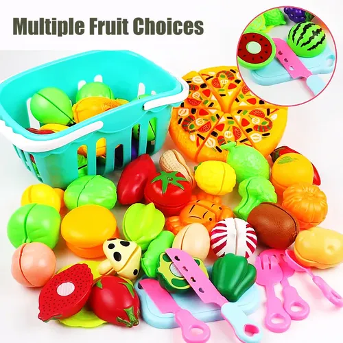 Lernspiel zeug Kunststoff Küche Spielzeug Set geschnitten Obst und Gemüse Lebensmittel Spielhaus