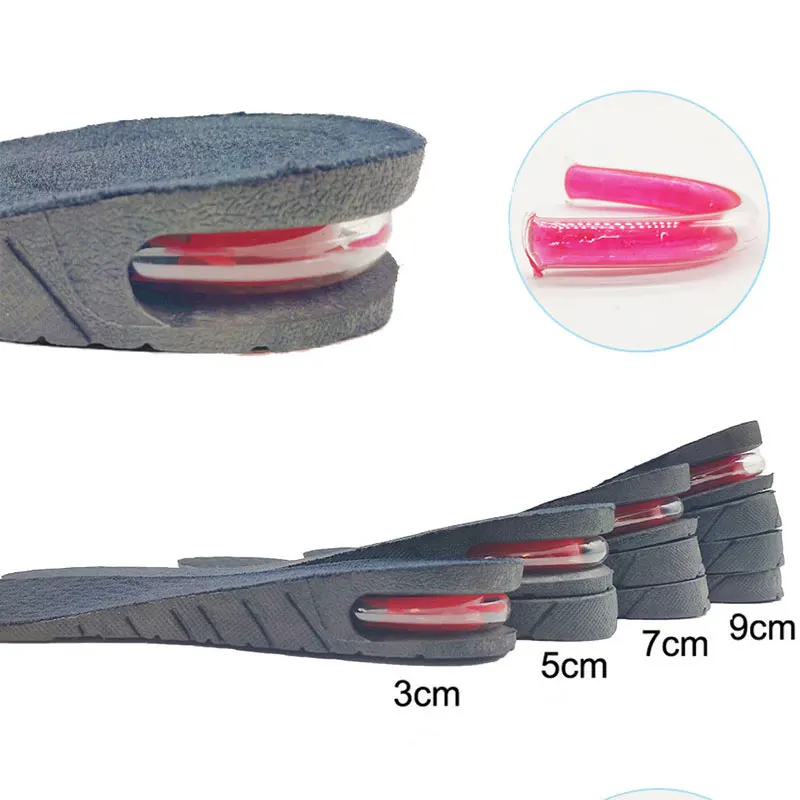 3-9cm Höhe Erhöhen Einlegesohle Mit Air Kissen Höhe Lift Größer Unterstützung Absorbierende Fuß Pad Einstellbare Cut Schuh heel Insert