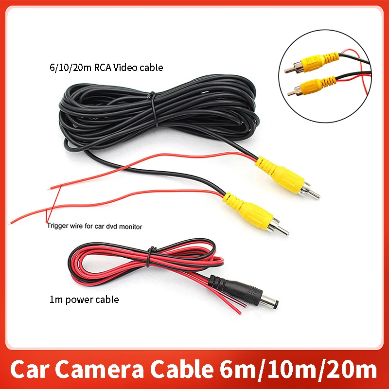 RCA 6M/10M/20M Video Kabel Für Auto Rückansicht Kamera Universal Draht Für Anschluss Rückfahrkamera mit Auto Multimedia Monitor Image