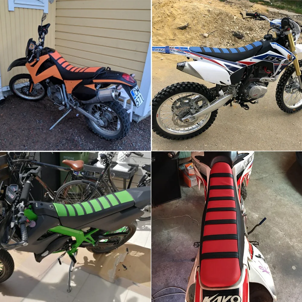Motorrad Sitzkissen bezug für Honda Yamaha Kawasaki Suzuki 125-500cc PVC Dirt Bike Tuning Enduro Motocross modifizierte Teile Image