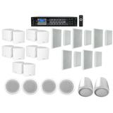 6-Zone Home Audio Receiver+4 White Ceiling+10) Wall+2) Pendant+10) Cube Speakers