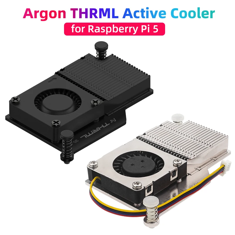 Argon THRML 30 mm aktiver Kühler für Raspberry Pi 5, aktive Kühlung, PWM-Lüfter, passive Kühlung, Aluminium-Flossen, Kühler für RPi 5 Image