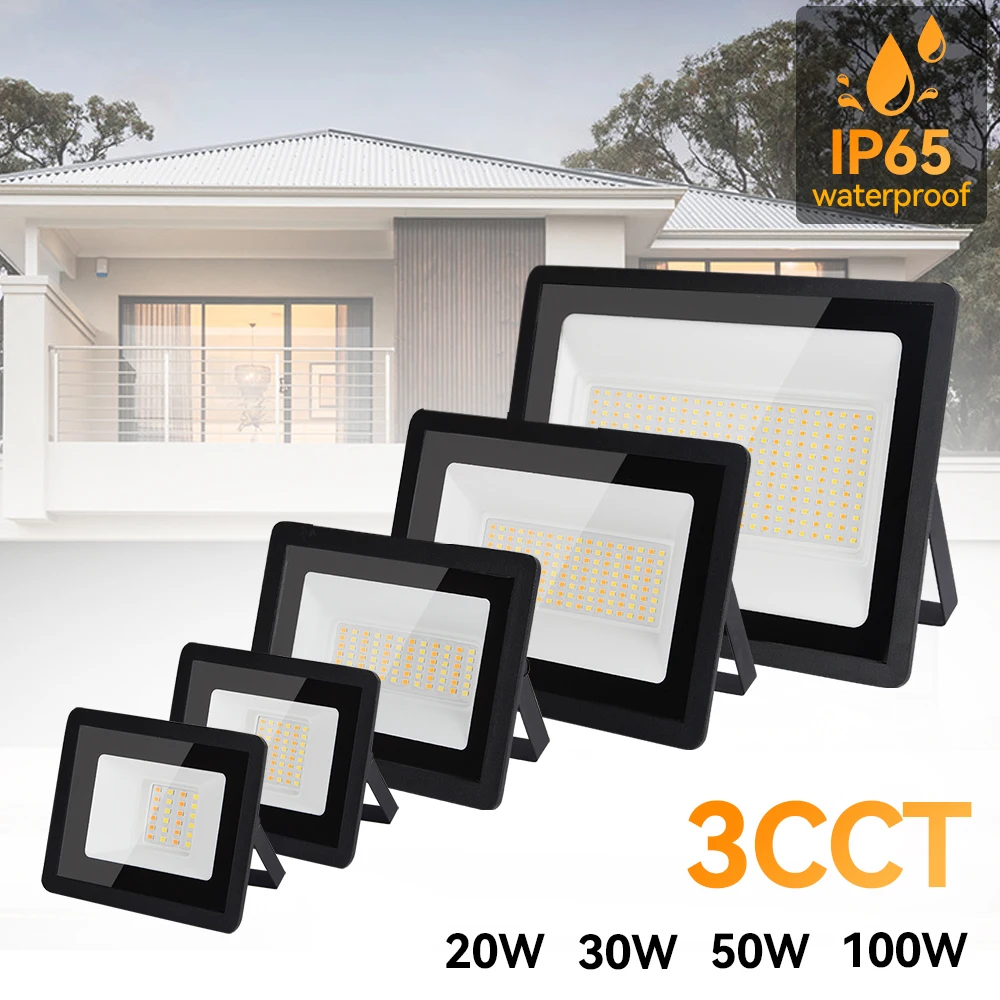 LED-Flutlicht einstellbar 3-Farben-Temperatur Flutlicht, kühles weißes neutrales Licht warmes Licht, IP65, Außen beleuchtung