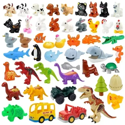Große Bausteine Jurassic World Dinosaurier Rex Figuren Meerestiere Kompatibel Große Steine Pädagogische Kinder Kinder Spielzeug Image