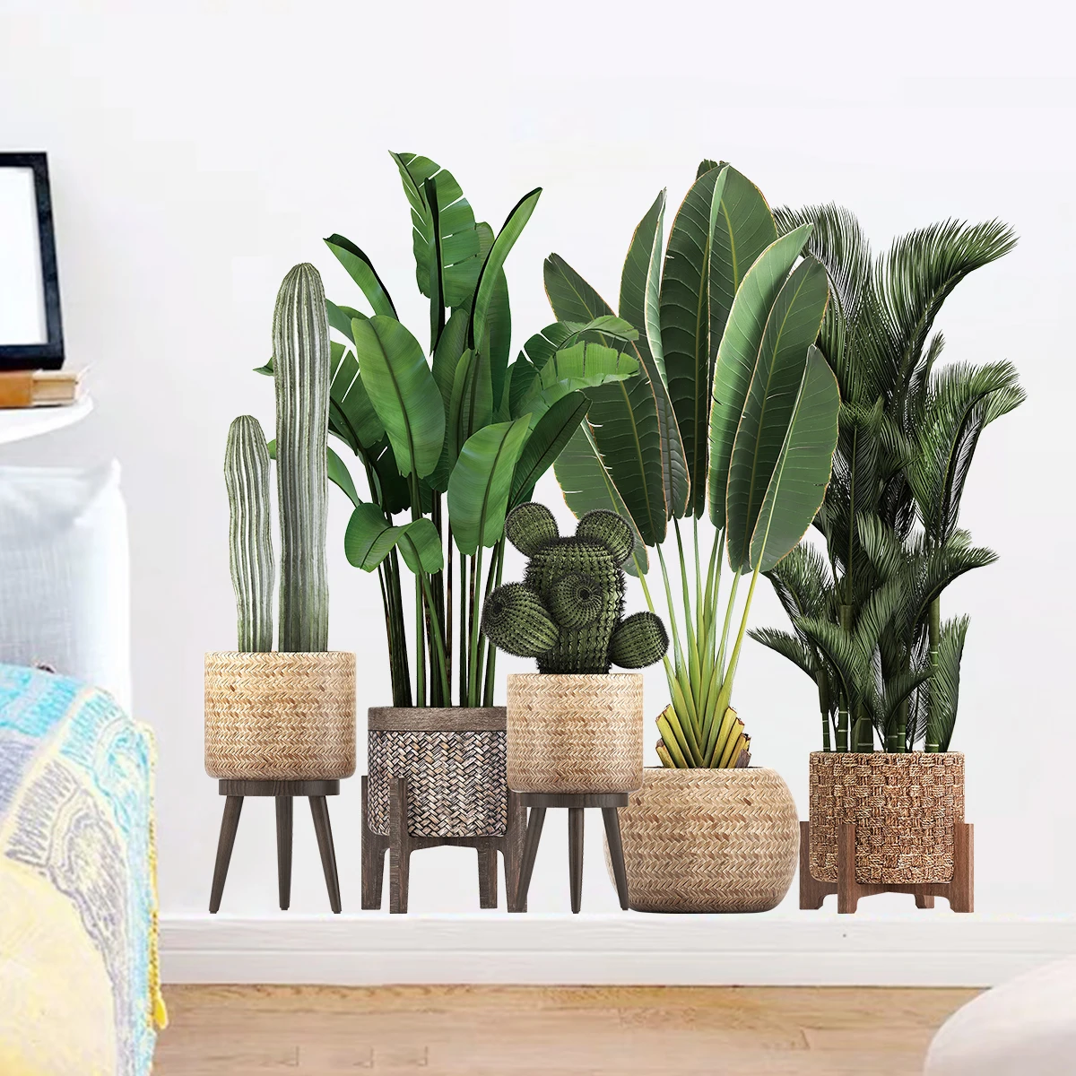 Realistische grüne Kaktuspflanze Wandaufkleber für Wohnzimmer Hintergrund Schlafzimmer Dekoration Büro Kinder Home Decor Wandtattoos