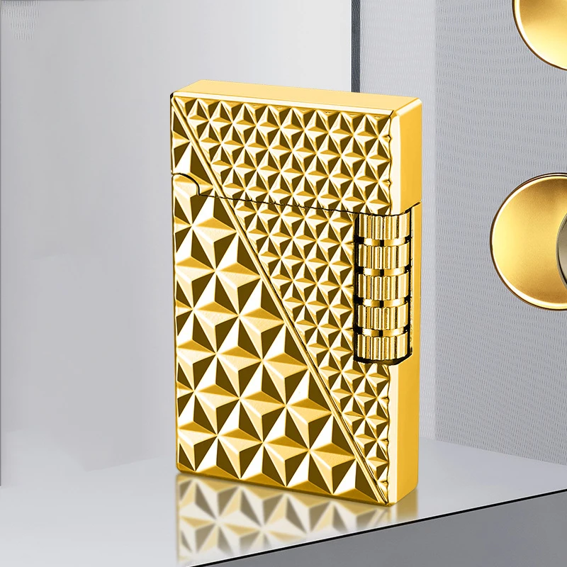 Neue Vintage Schleif scheibe Lautsprecher Feuerzeug Diamant Textur schräge Feuer aufblasbare Feuerzeug Herren High-End-Geschenk Image