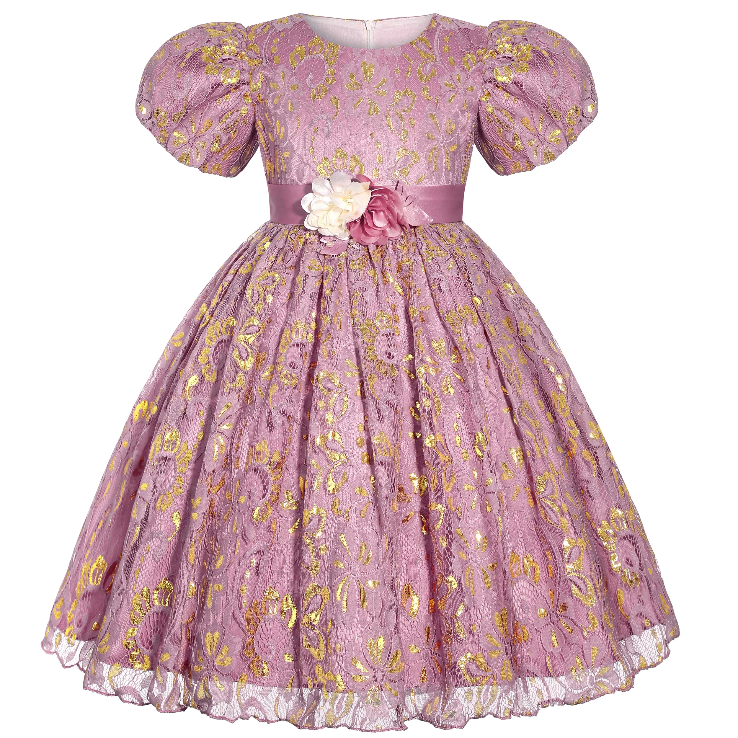 2025, neues Weihnachtsfeier-Kinderkleid, Puffärmelkleid für Kinder, Prinzessinnenkleid mit Schleife, gut verkauft Image