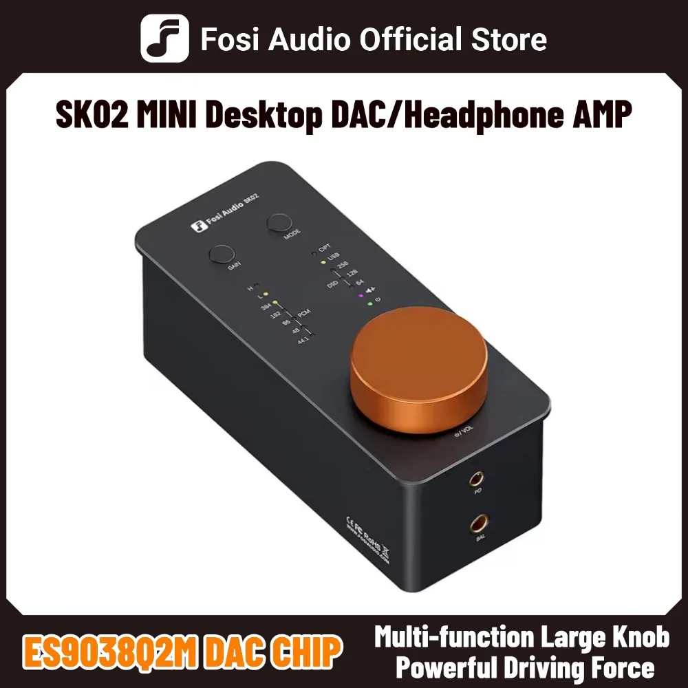 Fosi Audio SK02 USB DAC Kopfhörerverstärker Verstärker Audio Decoder Unterstützung DSD 256 PCM für 3,5 MM & 4,4 MM symmetrische Kopfhörer Image
