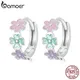 Bamoer 925 Sterling Silber mehrfarbige Blume Creolen Emaille Blume Huggie Ohr Schnallen für Frauen