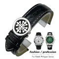 Echtes leder armband für patek pp philippe 5227 5167 schwarz blau grün krokodil muster uhr armband