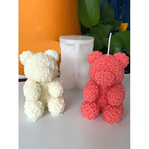 Valentinstag Rose Bär Aroma therapie Kerze Silikon form DIY 3d Teddybär Gips Dekoration