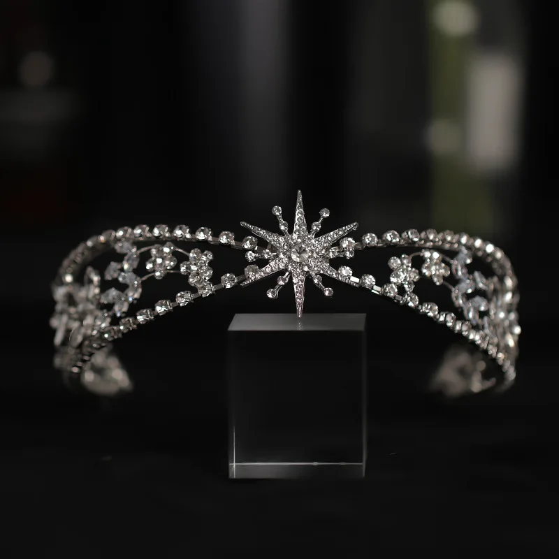 Luxus Kristall Diademe und Kronen Strass Blumen blatt Stirnband Krone für Frauen Braut Hochzeit Haarschmuck Schmuck Krone Image