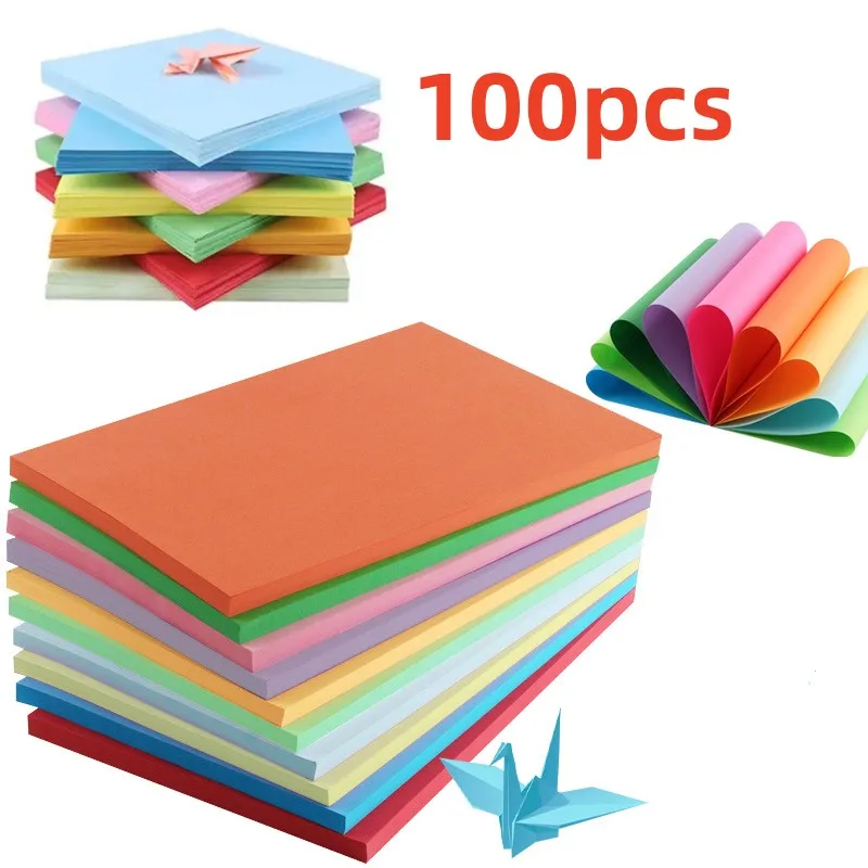 100 Stücke Bunte DIY Kinder Handgemachte Origami Farbige A4 Kopierpapier 10 Farben Scrapbooking Verpackung Papier Handwerk Dekoration Papier Image