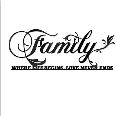 Cifbuy Familie, wo das Leben beginnt, Liebe endet nie Wortzeichen Metall Wand dekoration Wohnkultur Image