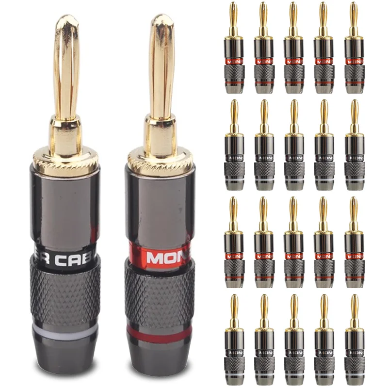 10/40/100Pcs Monster Banana Stecker Vergoldet Reinem Kupfer Lautsprecher Adapter Schraube Lautsprecher Stecker Audio Anschlüsse Image