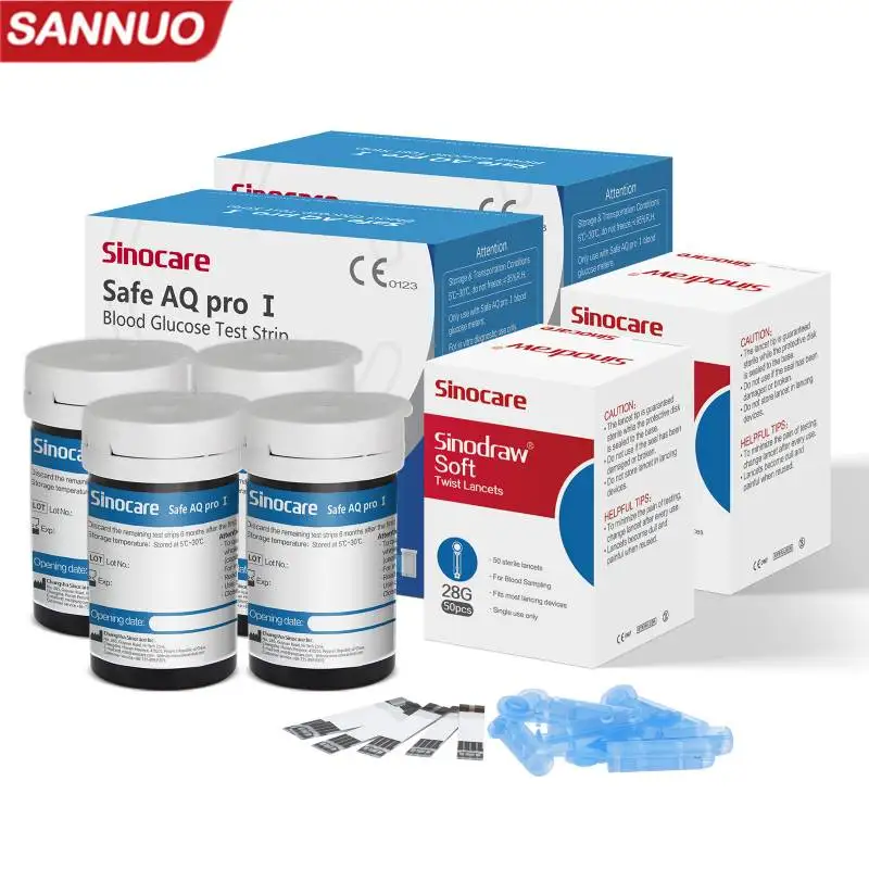 Sannuo Sinocare Blutzucker-Testreisen und Lanzetten für Safe AQ pro Ⅰ 50/100/200/300/400 Stück Image